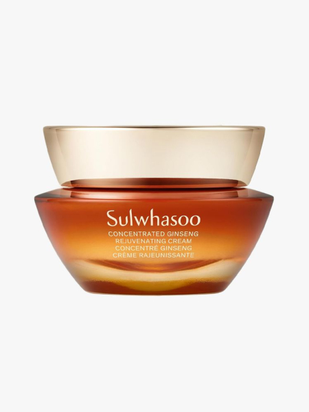 Sulwhasoo Concentrated Ginseng Rejuvenating Cream in branded tub component on a light gray background